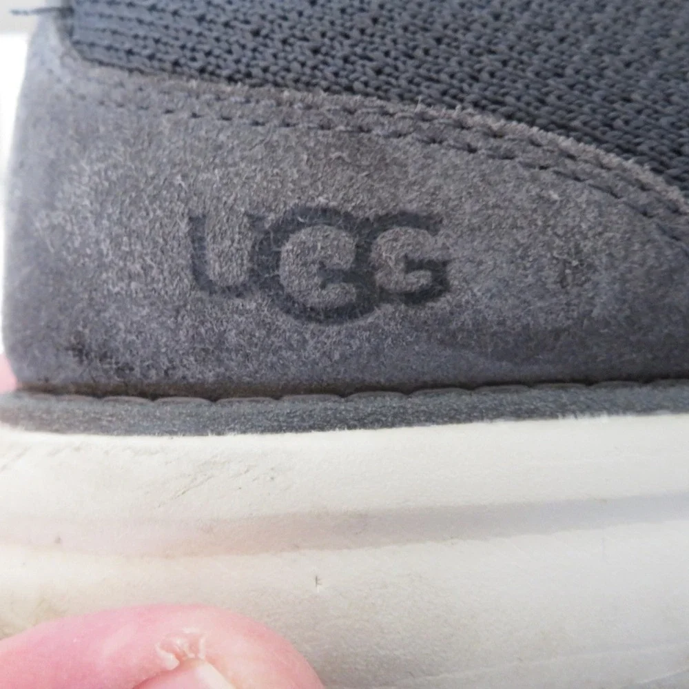 UGG Feli Hyperweave Mens Grey Knit Suede Chukka Boots Sneakers 1106992 Size 10